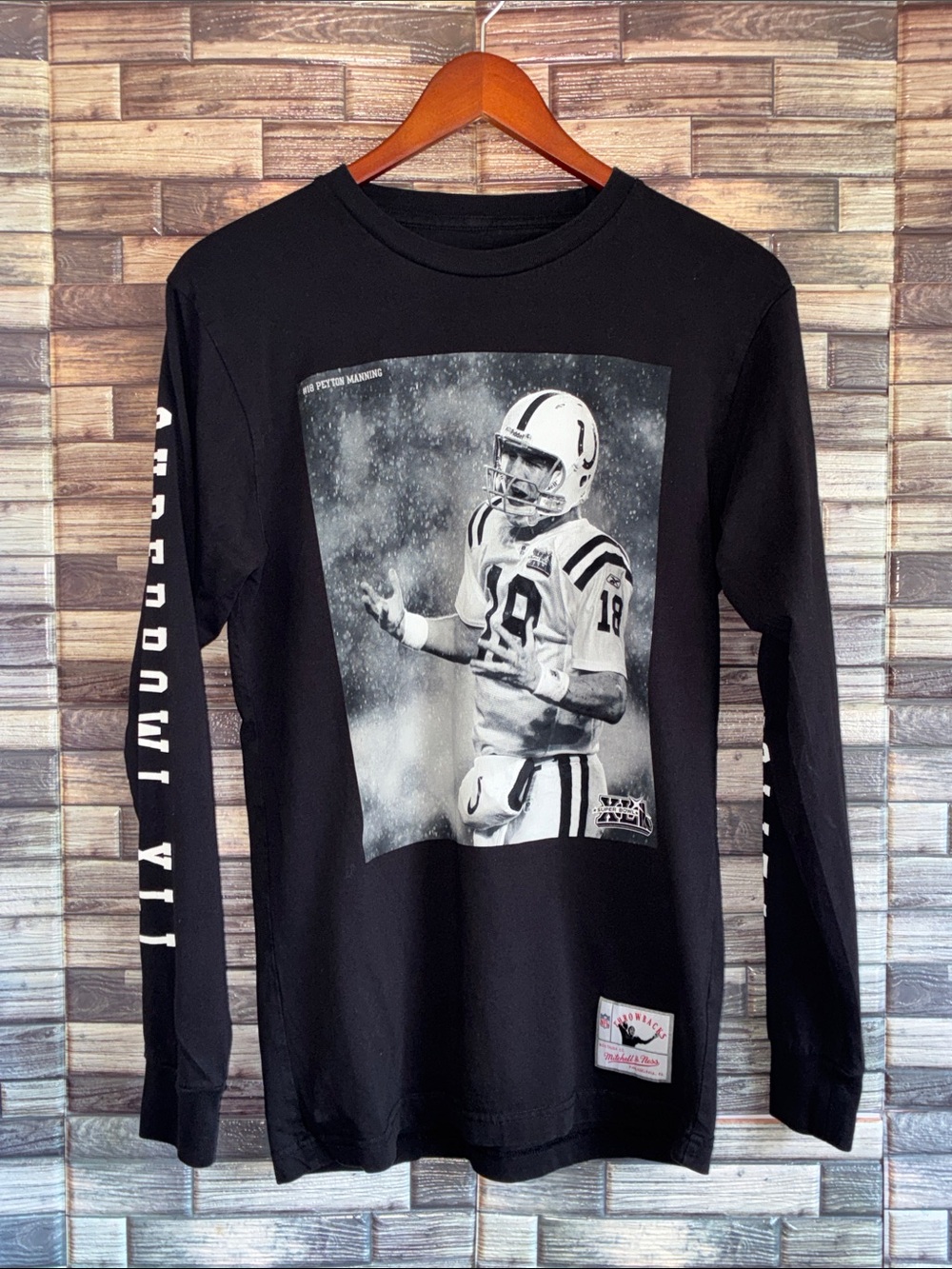 Mitchell & Ness Peyton Manning Super Bowl 41 Small Long Sleeve Black Shirt EUC